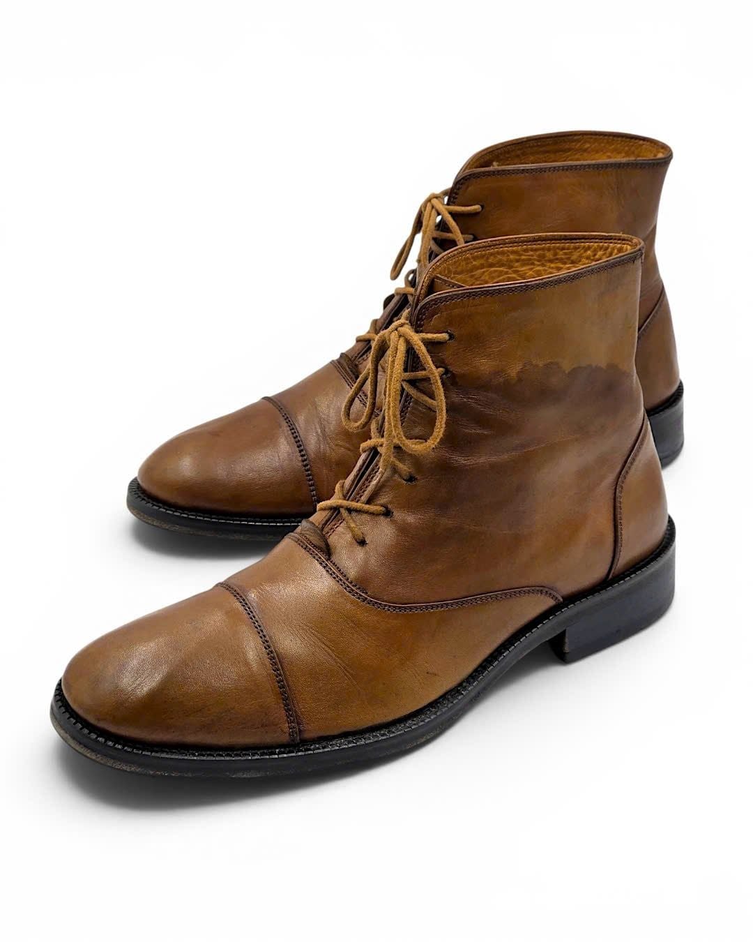  |SIZE 42| HUMAN SCALES 2114 BROWN BALMORAL LACE-UP BOOT Z42-8501 