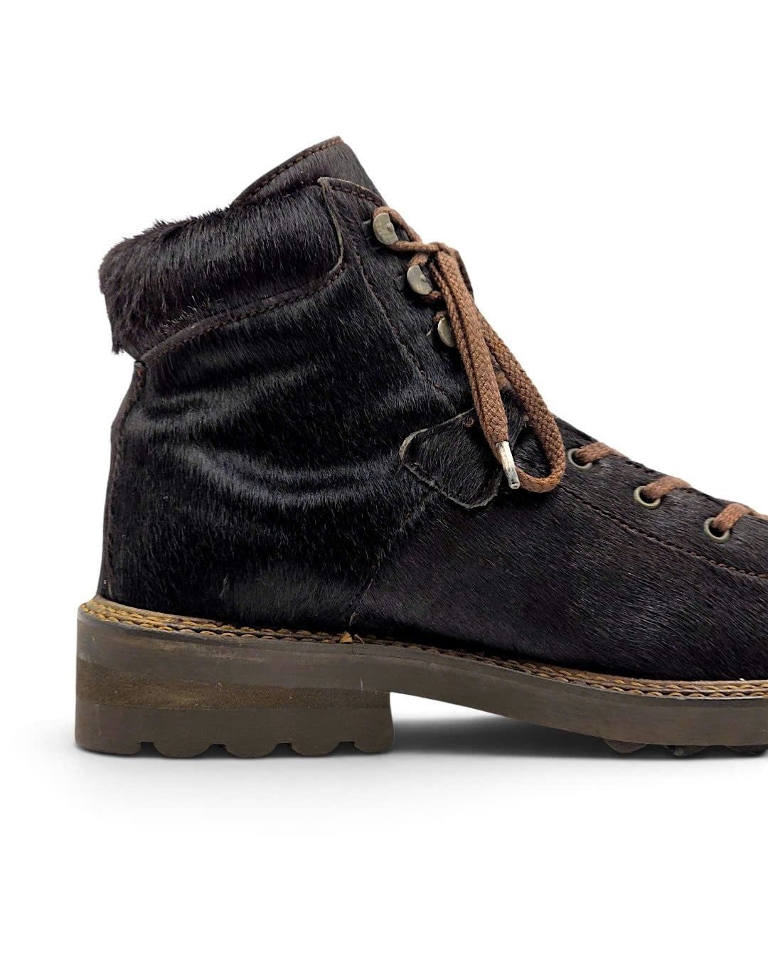  |SIZE 38| FEELING BROWN HAIR-ON COWHIDE LACE-UP BOOT Z38-8526 