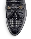  |SIZE 39| GIORGIO BRUTINI 824-6054 BLACK KILTIE APRON TASSEL LOAFER AY39-8596 