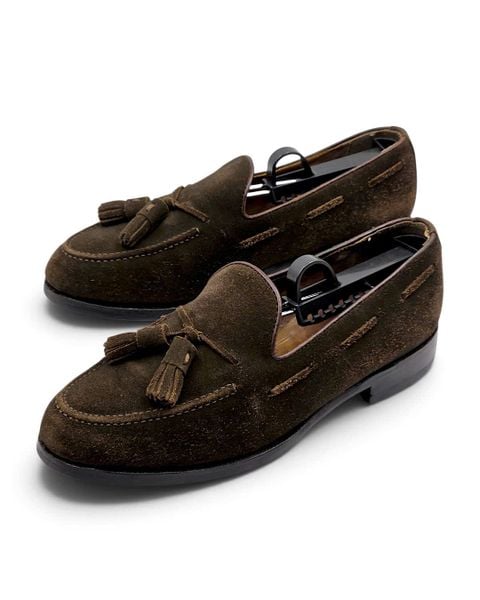 |SIZE 38.5| UNION IMPERIAL UNIVERSAL LANGUAGE DARK BROWN SUEDE APRON TASSEL LOAFER AY38.5-8597 