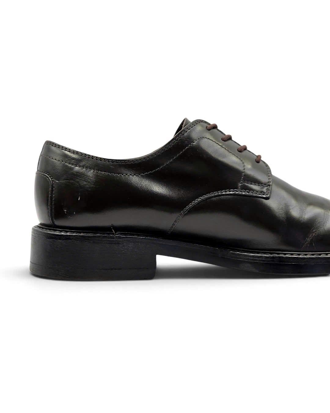  |SIZE 38.5| TOD'S DARK BROWN PLAIN-TOE DERBY SHOES AY38.5-8572 