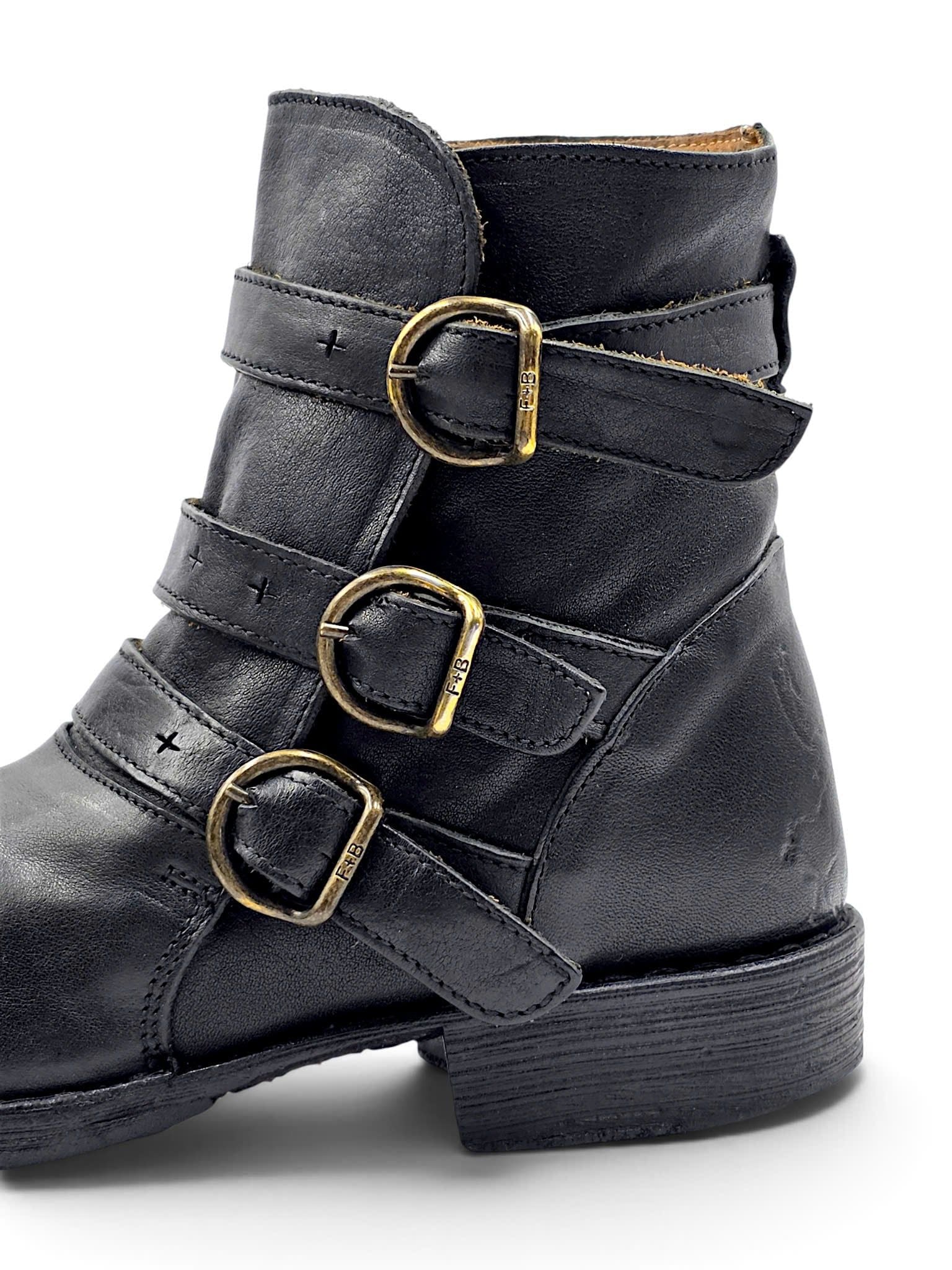  |SIZE 37| FIORENTINI + BAKER BLACK ETERNITY EDWIN 3 BUCKLES BIKER BOOT AY37-8527 