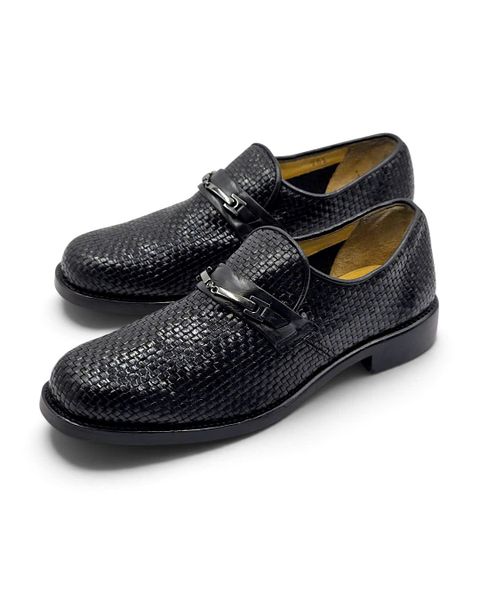  |SIZE 42| A BRITT VINTAGE BLACK HAND-WOVEN HORSEBIT LOAFER AY42-8530 