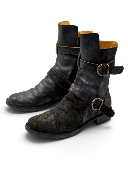  |SIZE 39| FIORENTINI + BAKER ETERNITY 713 BLACK WAXED SUEDE TALL ANKLE BIKER BOOT Z39-8374 