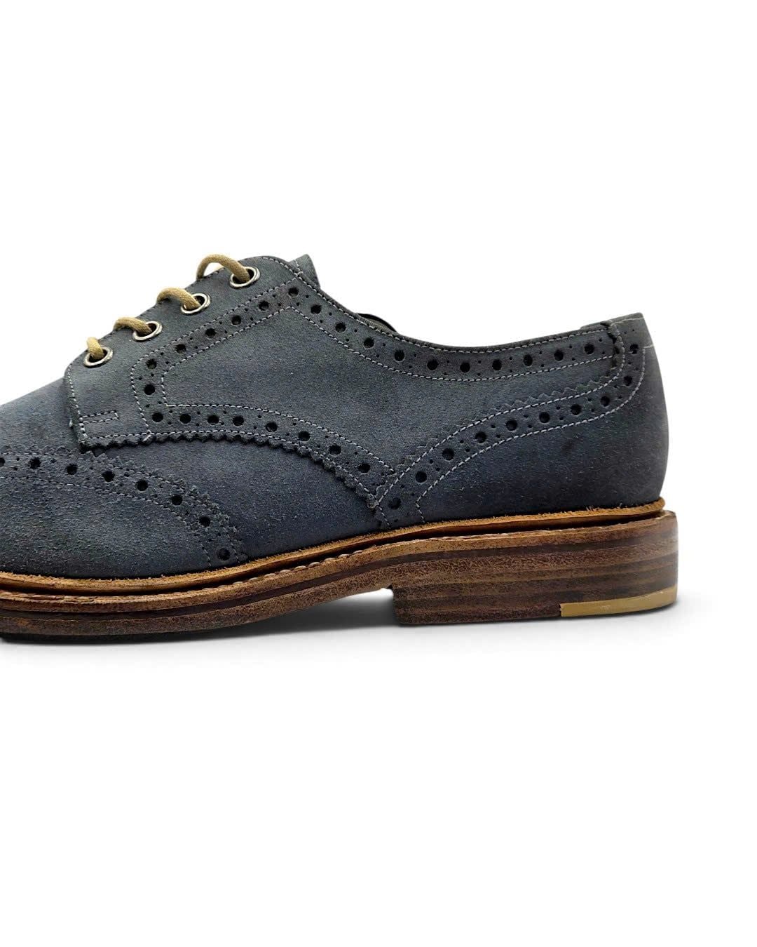  |SIZE 39| DESIGN LOAKE JACK BLUE SUEDE WINGTIP BROGUE DERBY SHOES AY39-8585 