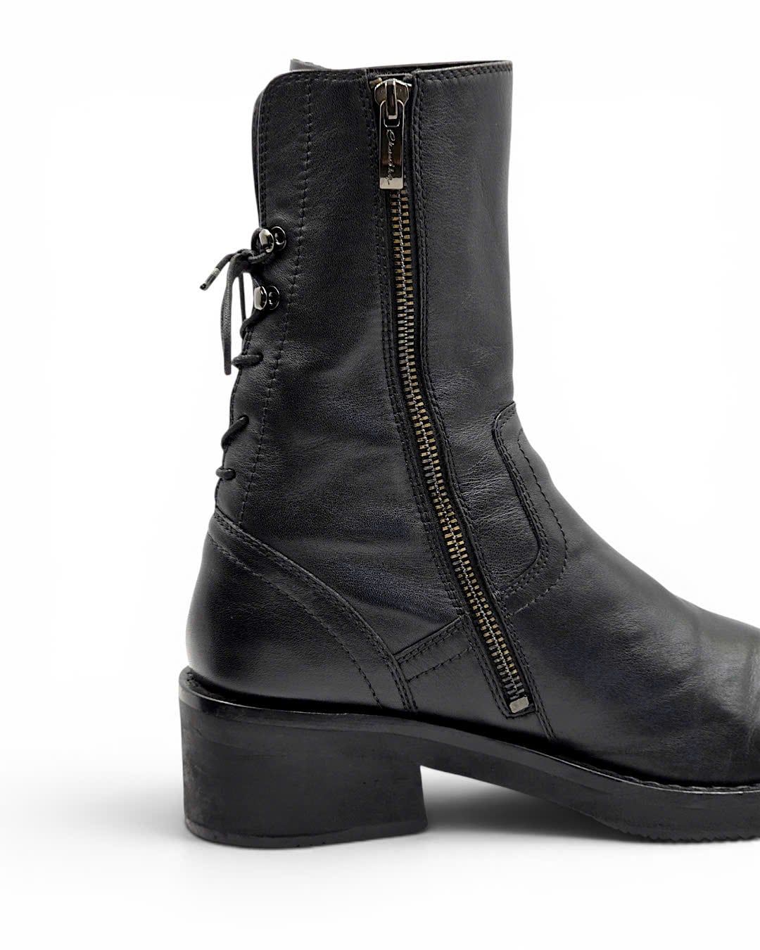  |SIZE 38.5| EKONICA CORSET LACED SIDE-ZIP ANKLE BOOT Z38.5-8486 