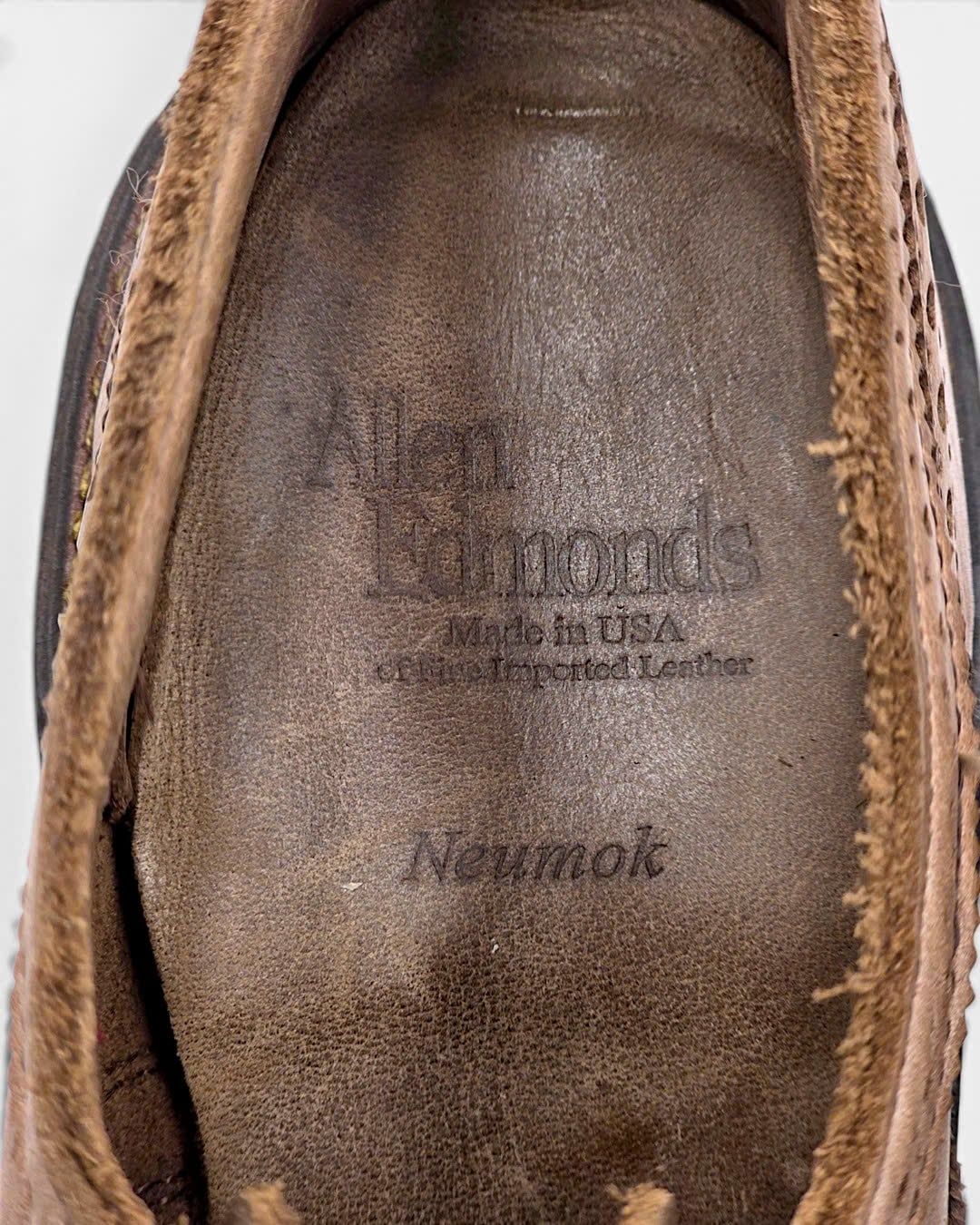  |SIZE 38.5| ALLEN EDMONDS NEUMOK BROWN WINGTIP BROGUE OXFORD SHOES AY38.5-8589 