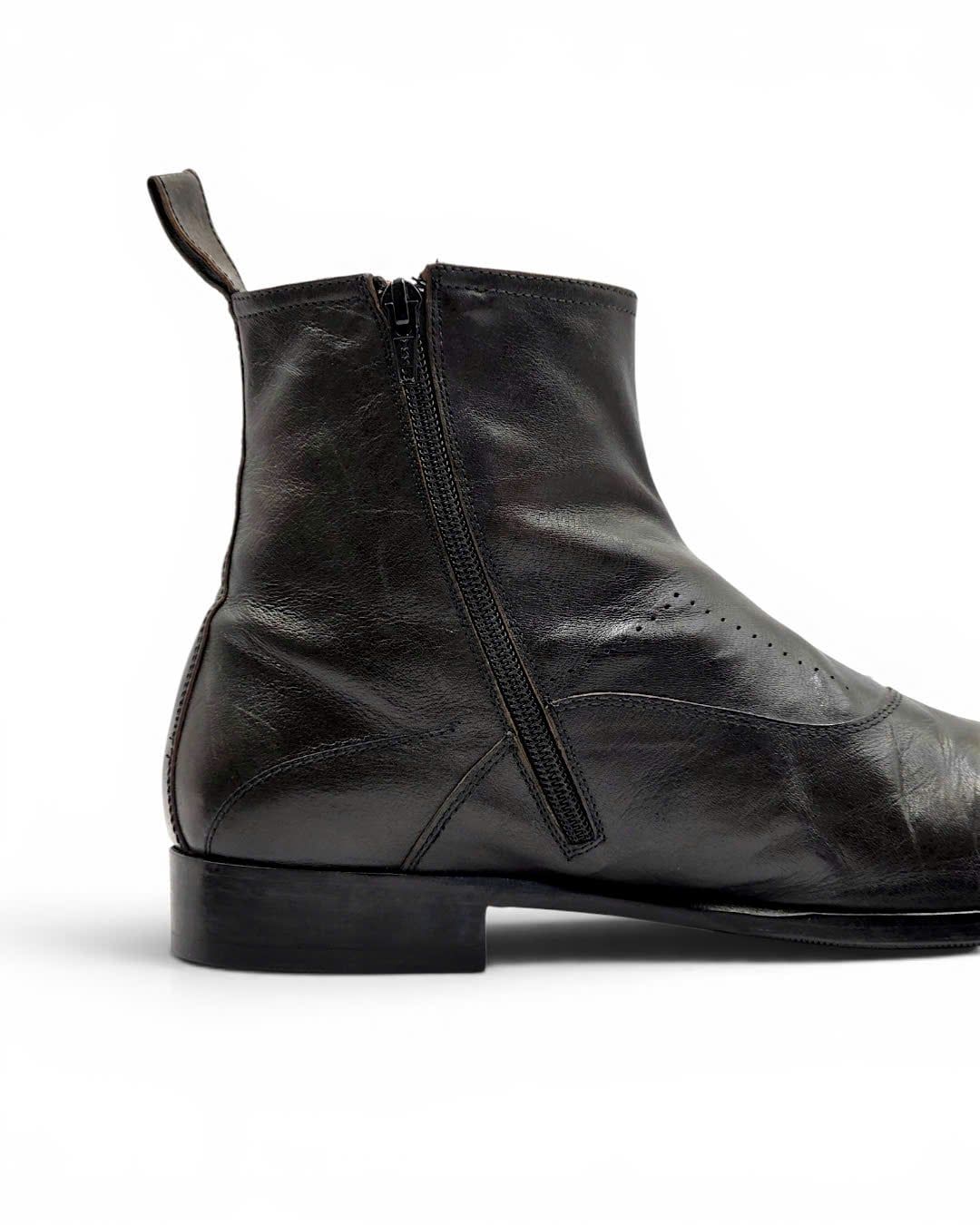  |SIZE 44| KOIL BY VISARUNO R6014 ITALIAN PATINA SIDE-ZIP ANKLE BOOT Z44-8488 