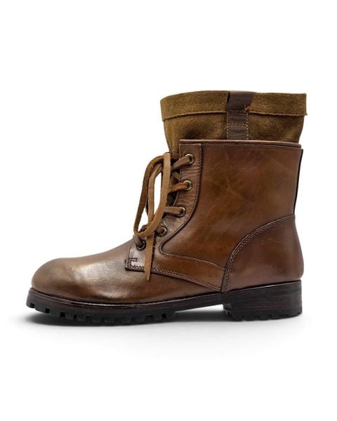  |SIZE 43.5| LAYERED SIDE-ZIP LACE-UP BOOT Z43.5-8608 