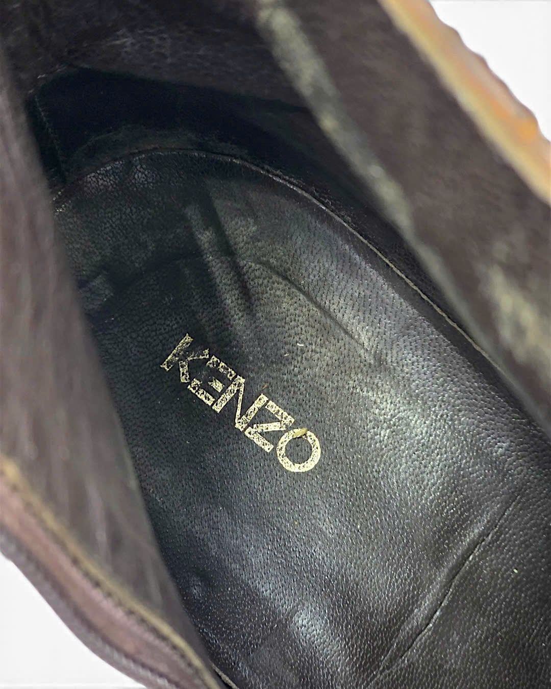  |SIZE 39| KENZO VINTAGE RUSTIC BROWN SIDE-ZIP ANKLE BOOT Z39-8703 