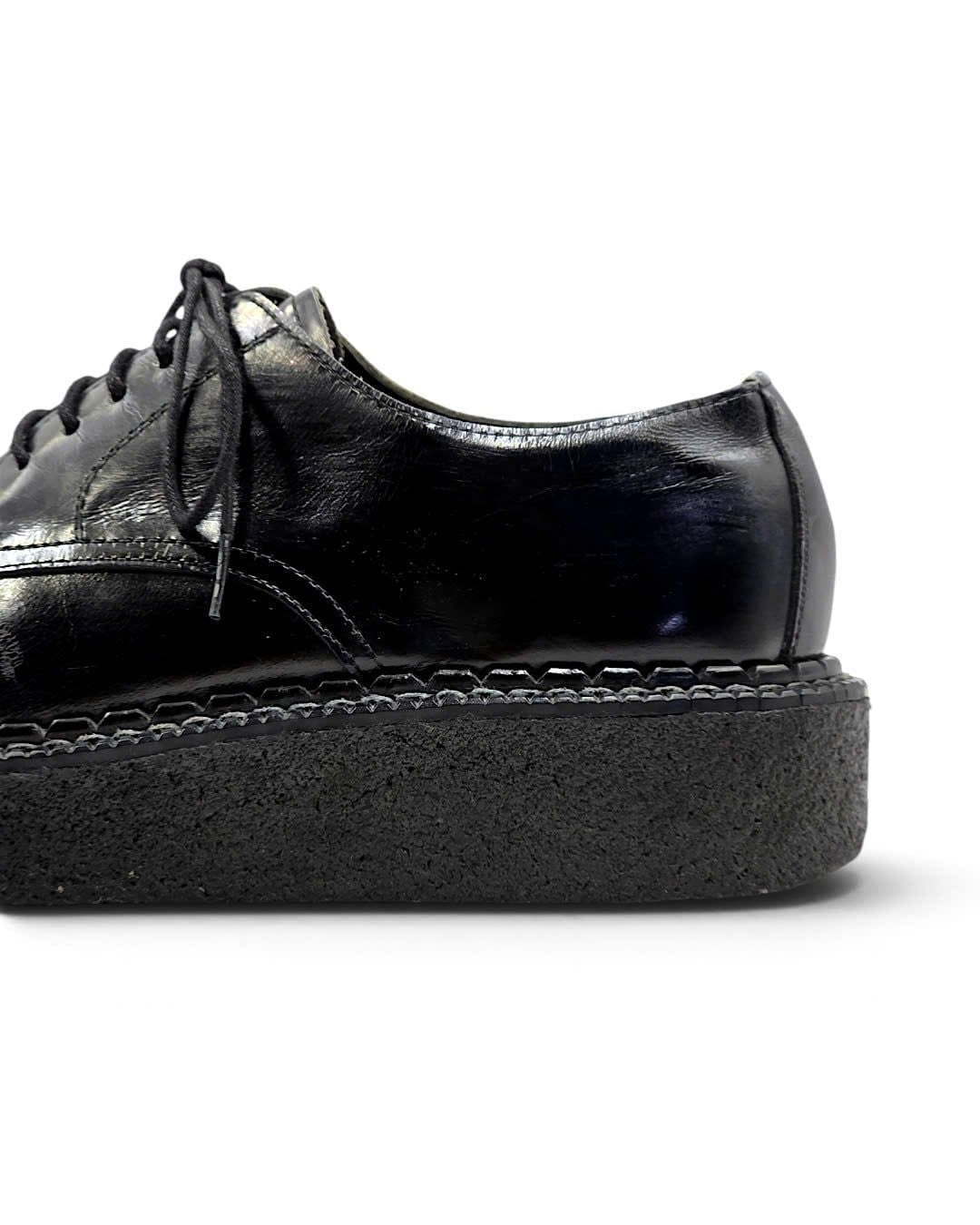  |SIZE 37| COMME DES GARCON HOMME PLUS BLACK MINIMAL PLATFORM CREPER DERBY SHOES Z37-8613 