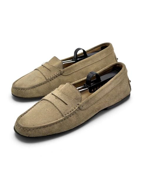  |SIZE 38| TOD'S TAUPE SUEDE GOMMINO DRIVING LOAFER (RESOLE) AY38-8600 