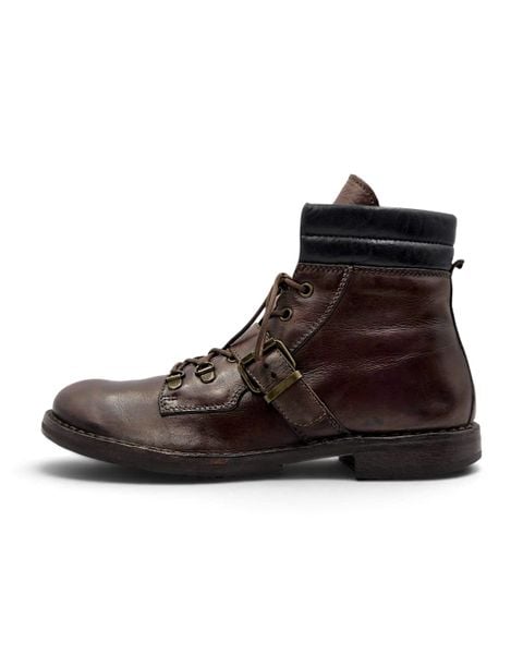  |SIZE 40| MOMA BROWN  BUCKLE ANKLE LACE-UP BOOT Z40-8540 