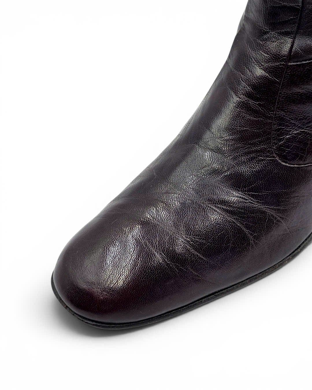  |SIZE 43| T2[in] BROWN SIDE-ZIP ANKLE BOOT AX43-8492 