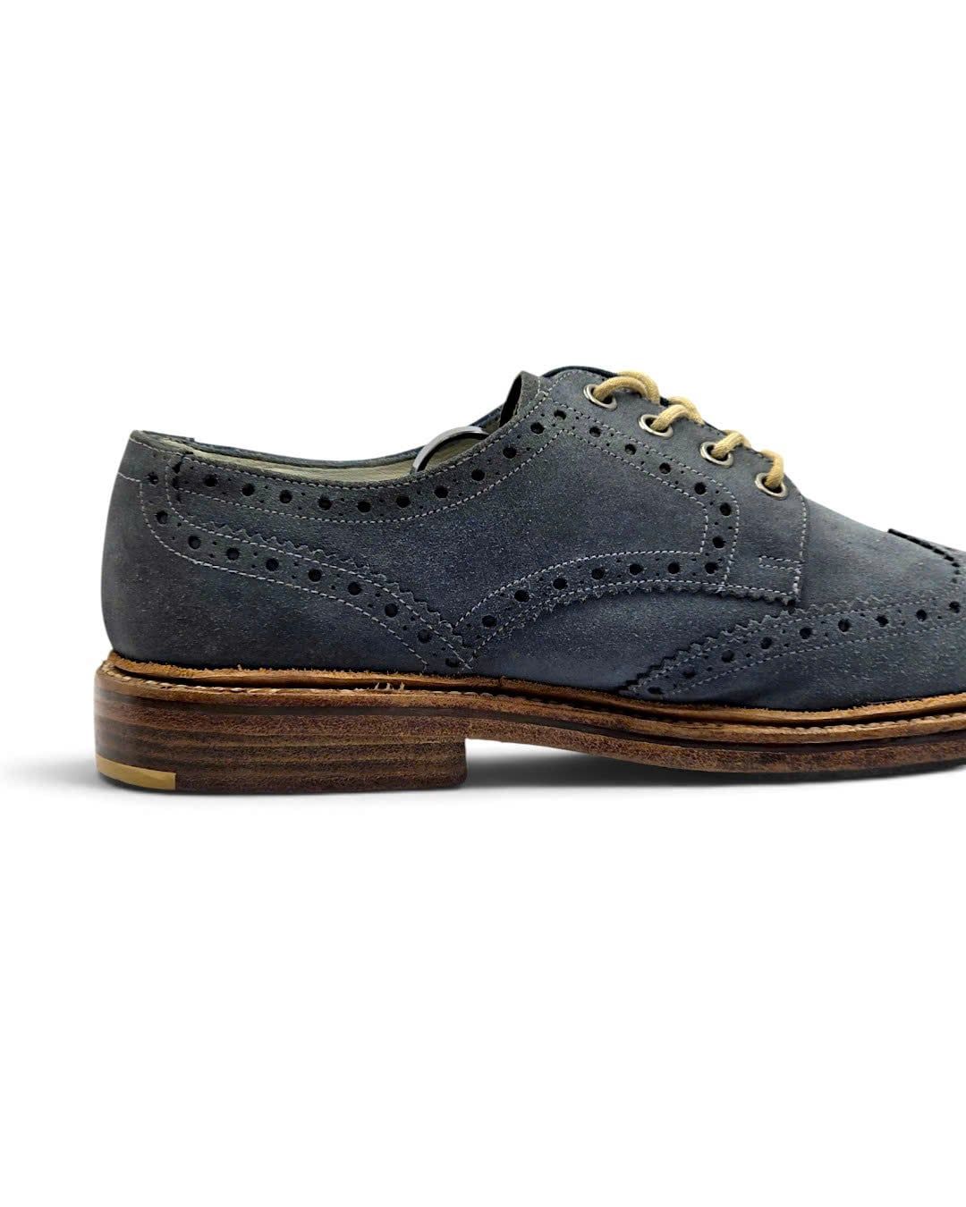  |SIZE 39| DESIGN LOAKE JACK BLUE SUEDE WINGTIP BROGUE DERBY SHOES AY39-8585 