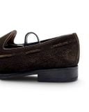  |SIZE 38.5| UNION IMPERIAL UNIVERSAL LANGUAGE DARK BROWN SUEDE APRON TASSEL LOAFER AY38.5-8597 