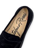  |SIZE 38.5| STEFANO ROSSI UOMO BELEN SR08211 BLACK SUEDE PENNY LOAFER Z38.5-8529 