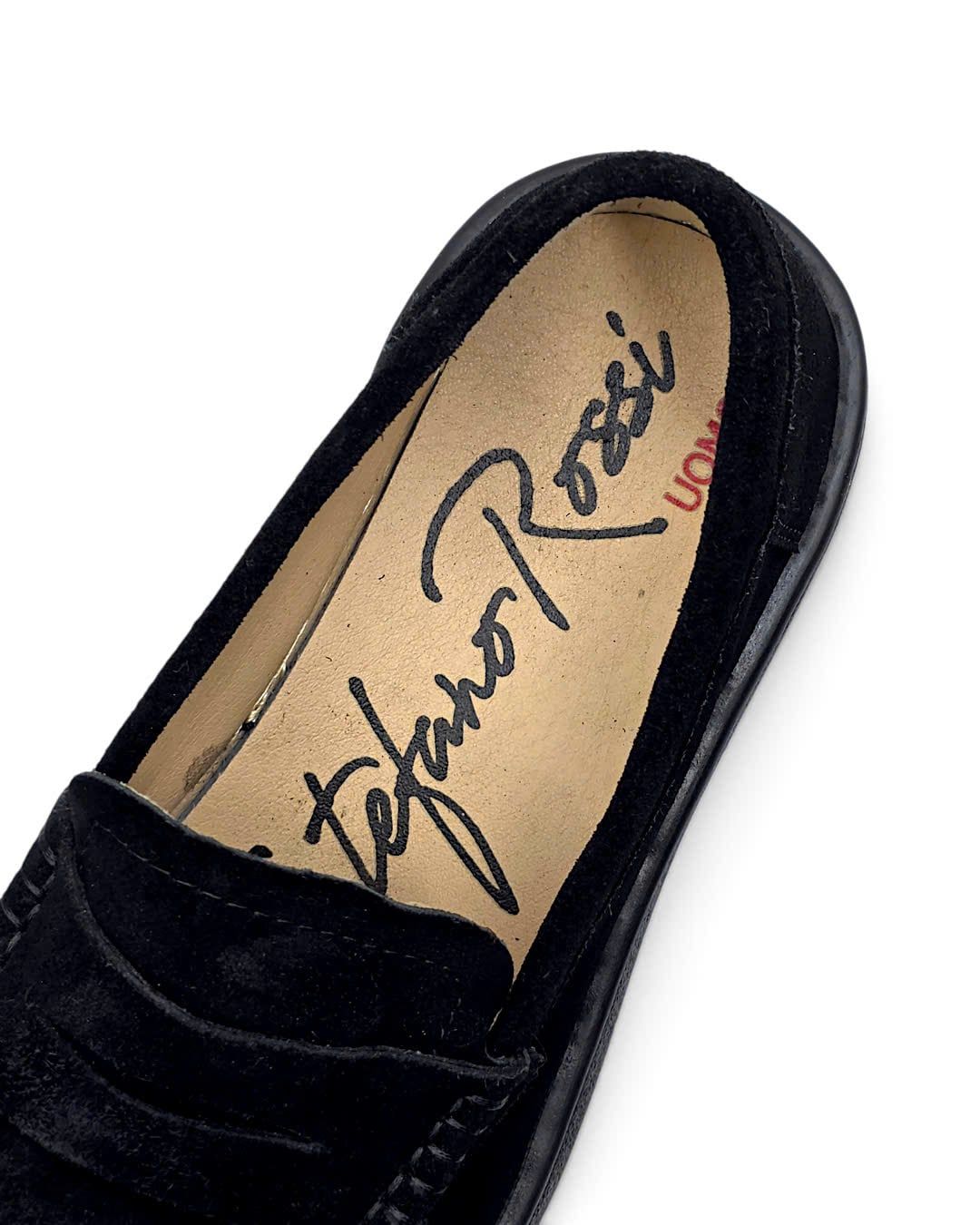  |SIZE 38.5| STEFANO ROSSI UOMO BELEN SR08211 BLACK SUEDE PENNY LOAFER Z38.5-8529 