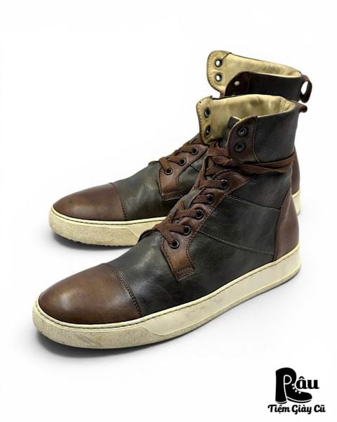  |SIZE 43| WOO YOUNGMI TWO-TONE HIGH-TOP VEGTAN LEATHER SNEAKER Z43-8481 
