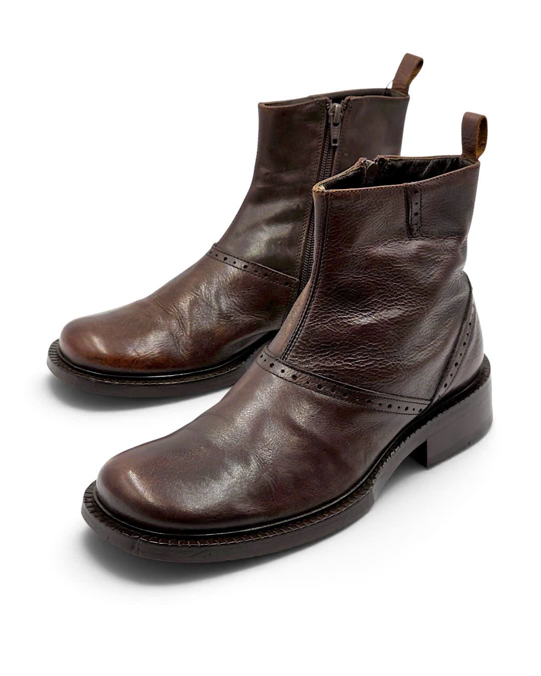  |SIZE 39| KENZO VINTAGE RUSTIC BROWN SIDE-ZIP ANKLE BOOT Z39-8703 