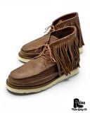  |SIZE 38.5| G.O.A BROWN FRINGE MOCCASIN 3-EYE BOOT Z38.5-8482 
