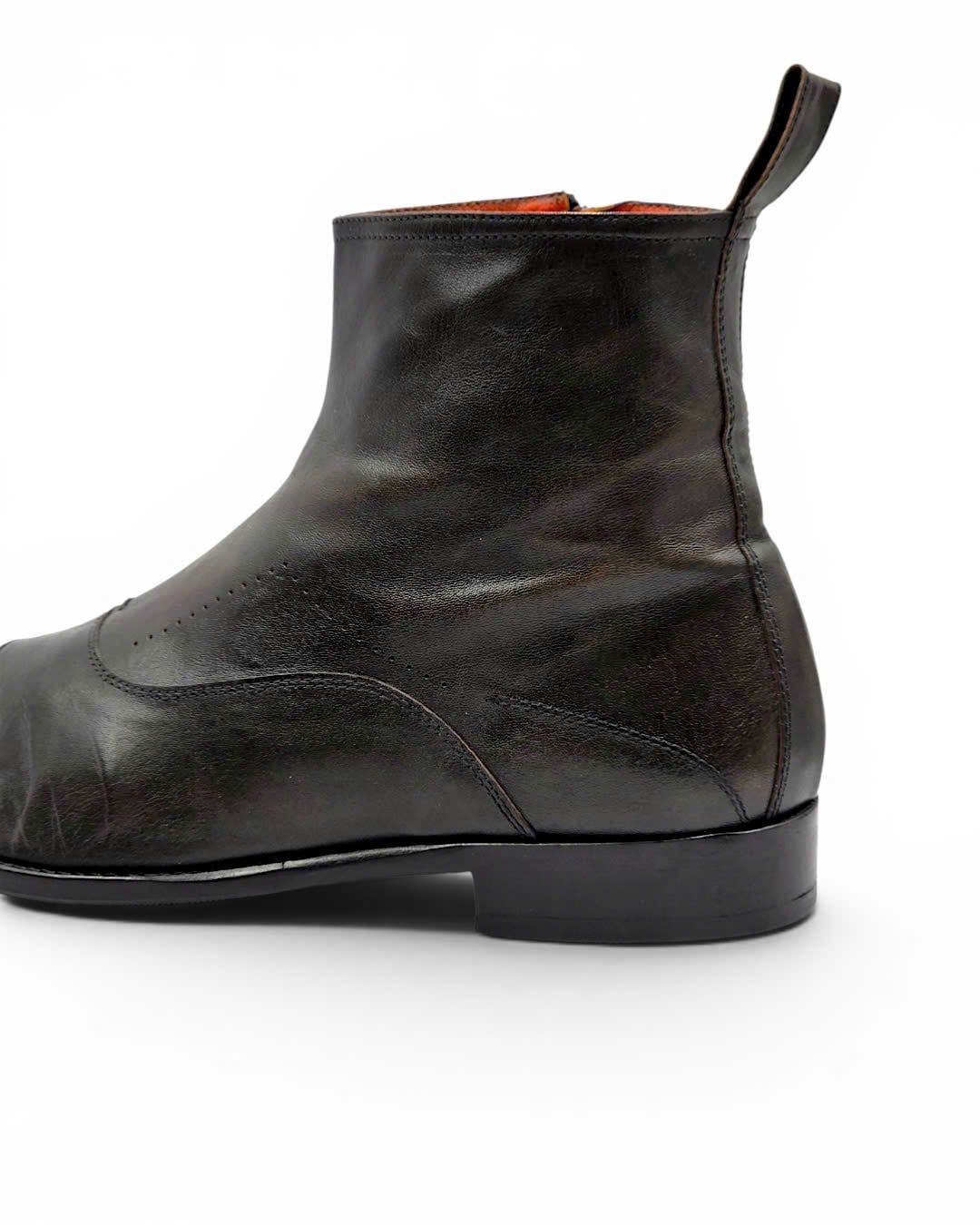  |SIZE 44| KOIL BY VISARUNO R6014 ITALIAN PATINA SIDE-ZIP ANKLE BOOT Z44-8488 
