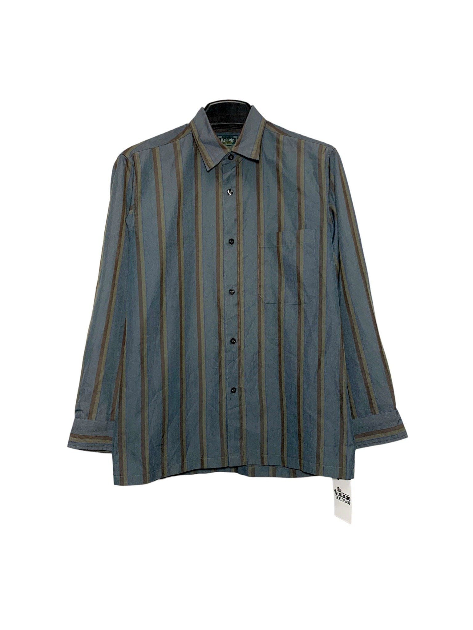  |SIZE M| RELAXIN DOUBLE POCKET STRIPED BUTTON UP SHIRT AOM-7405 