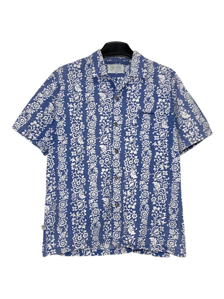  |SIZE L| PEAKABOO MIDNIGHT FLORAL STRIPE BUTTON UP SHIRT AOL-7117 