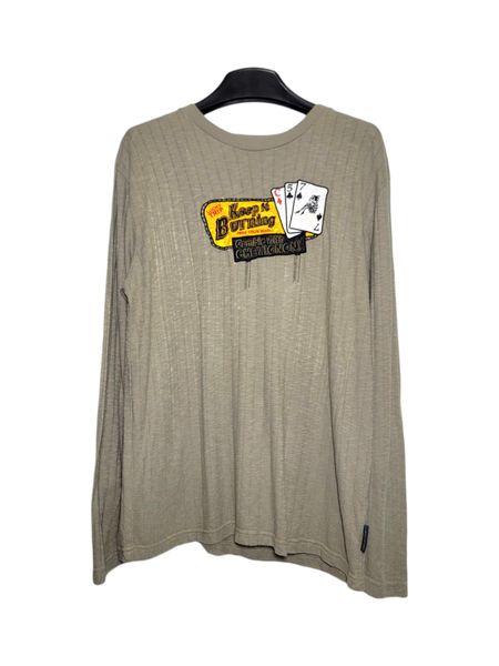  |SIZE XL| CHEVIGNON VINTAGE POKER GRAPHIC EMBROIDERY LONG SLEEVE T-SHIRT AOXL-7100 