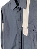  |SIZE M| KENNETH COLE POCKET PATCHWORK BUTTON UP LONG SLEEVE SHIRT AOM-7270 