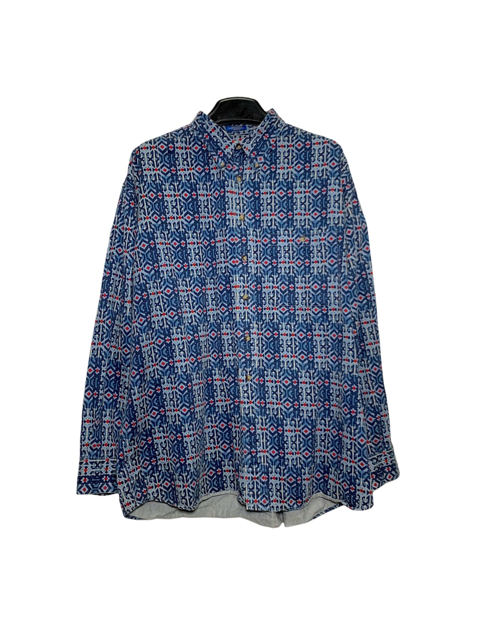  |SIZE XXL| PENDLETON VINTAGE NATIVE GEO PRINT WESTERN BUTTON DOWN LONG SLEEVE SHIRT AOXXL-7127 