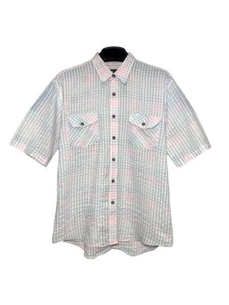  |SIZE XL| PEPE-INN TEXTURED PASTEL CHECKED SHORT SLEEVE SHIRT AOXL-7131 