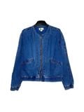  |SIZE L| EDWIN R.M.S NONE COLARLESS DOUBLE POCKET ZIP UP DENIM JACKET AOL-7378 