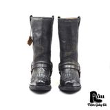  |SIZE 39| SARRIA VINTAGE BLACK FLAME HARNESS WESTERN BOOT Z39-7040 