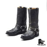  |SIZE 39| SARRIA VINTAGE BLACK FLAME HARNESS WESTERN BOOT Z39-7040 