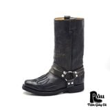  |SIZE 39| SARRIA VINTAGE BLACK FLAME HARNESS WESTERN BOOT Z39-7040 