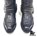  |SIZE 39| SARRIA VINTAGE BLACK FLAME HARNESS WESTERN BOOT Z39-7040 
