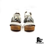 |SIZE 37.5| A.S. 98 LIGHT GRAY FANIA TASSEL WEDGE SANDALS Z37.5-7028 