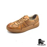  |SIZE 39| AMON MOVEMENT TOBACCO BROWN LEATHER LOW TRAINERS Z39-6962 
