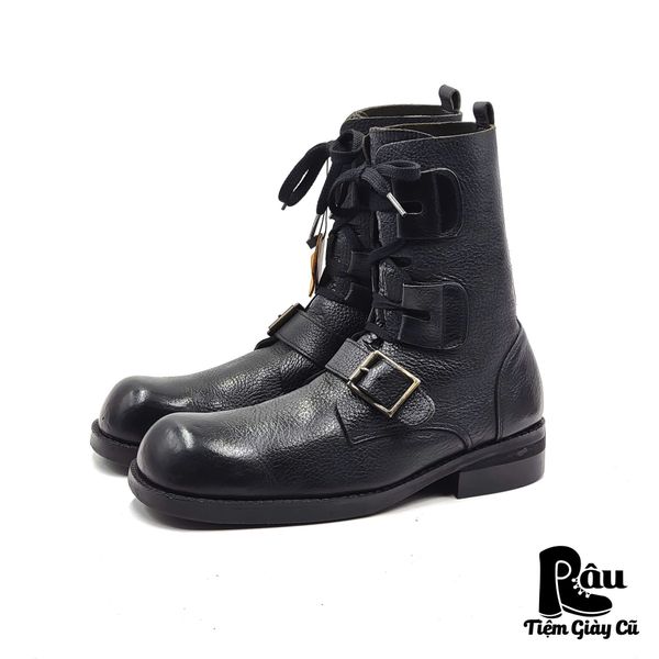  |SIZE 41| SQUARE TOE BUCKLE STRAP LACE UP BOOT Z41-6862 