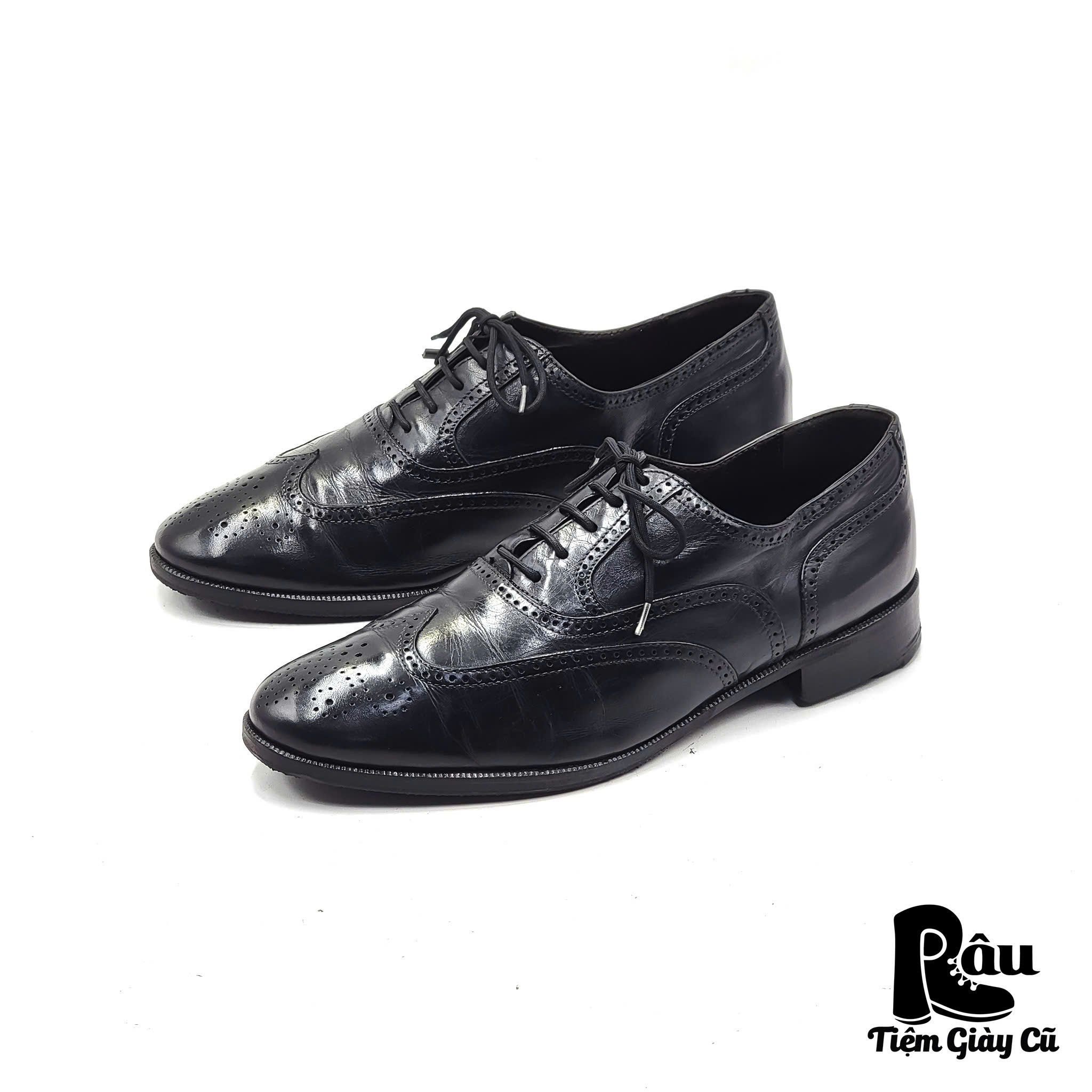  |SIZE 38| STANLY BLACKER WINGTIP BROGUES OXFORD SHOES Y38-6865 