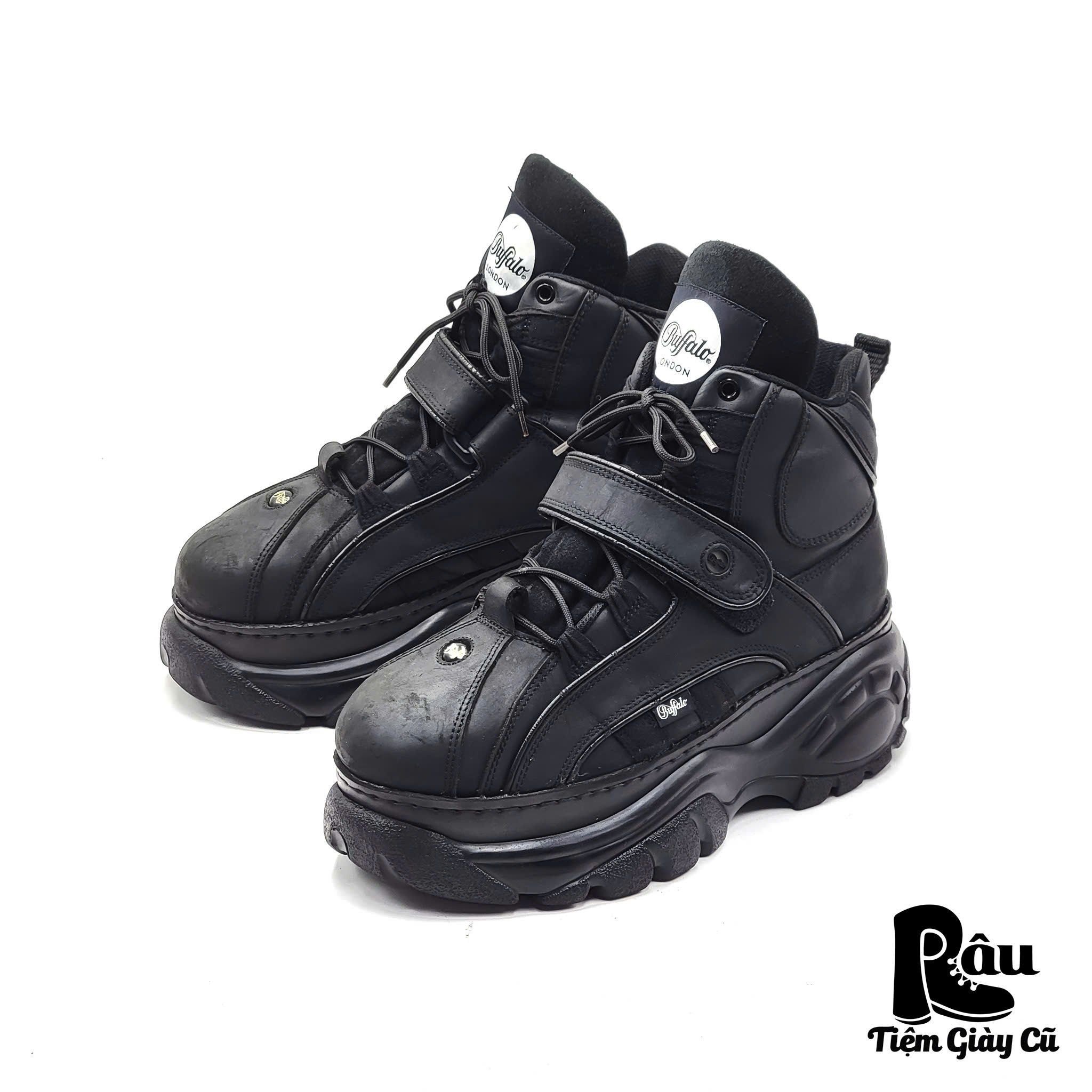  |SIZE 41| BUFFALO LONDON 1348-14 2.0 BLACK HIGH-TOP PLATFORM SNEAKER AS41-7075 
