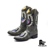  |SIZE 38.5| CORRAL R2536 GREY HORSESHOE ROSES SEQUINS COWBOY BOOT Z38.5-7073 