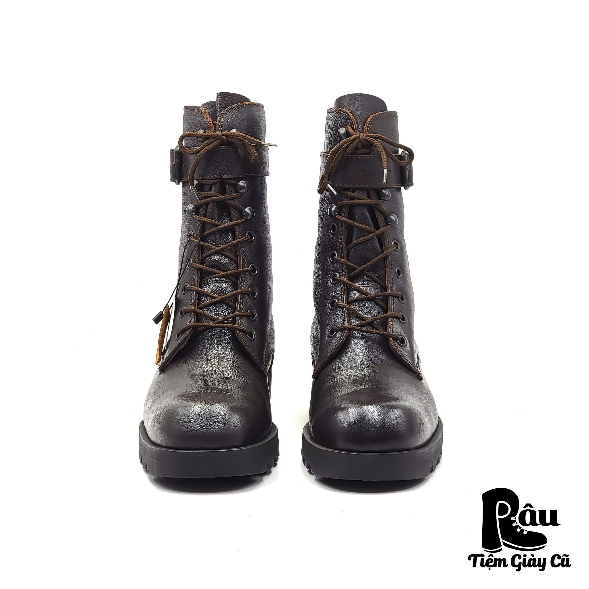  |SIZE 41| EMPORIO ARMANI BUCKLE STRAP LACE-UP BOOT Z41-7078 