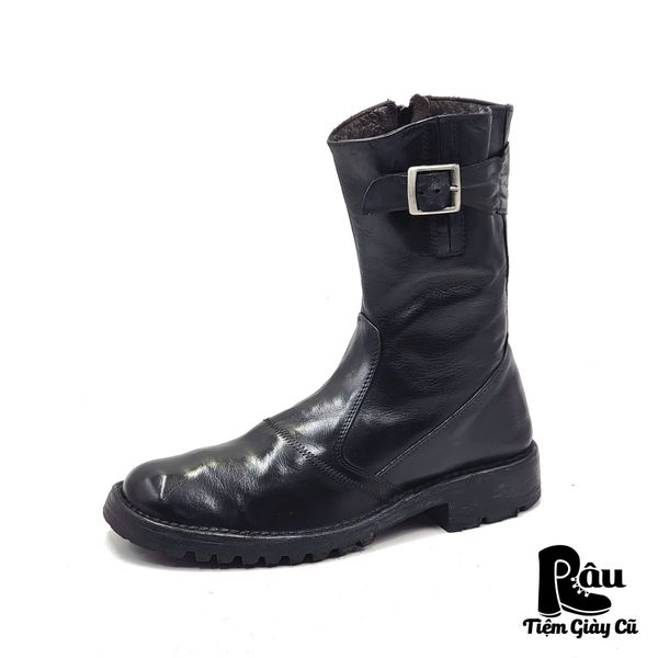  |SIZE 42| CONBIPEL BLACK BUCKLE SIDE-ZIP DRESS BOOT Z42-6411 