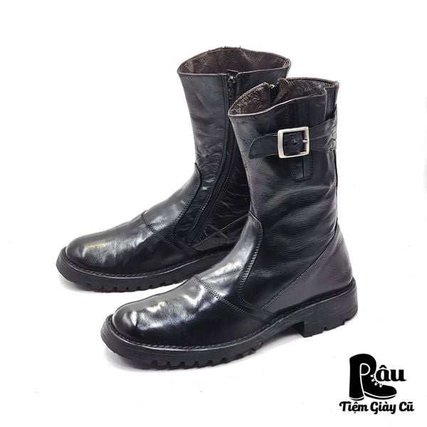  |SIZE 42| CONBIPEL BLACK BUCKLE SIDE-ZIP DRESS BOOT Z42-6411 