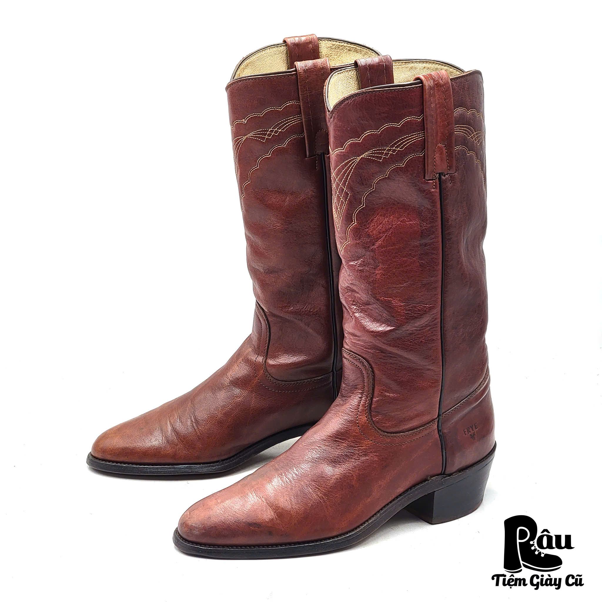  |SIZE 41| FRYE VINTAGE 3029 REDDISH BROWN EMBROIDERED COWBOY BOOT Z41-7136 