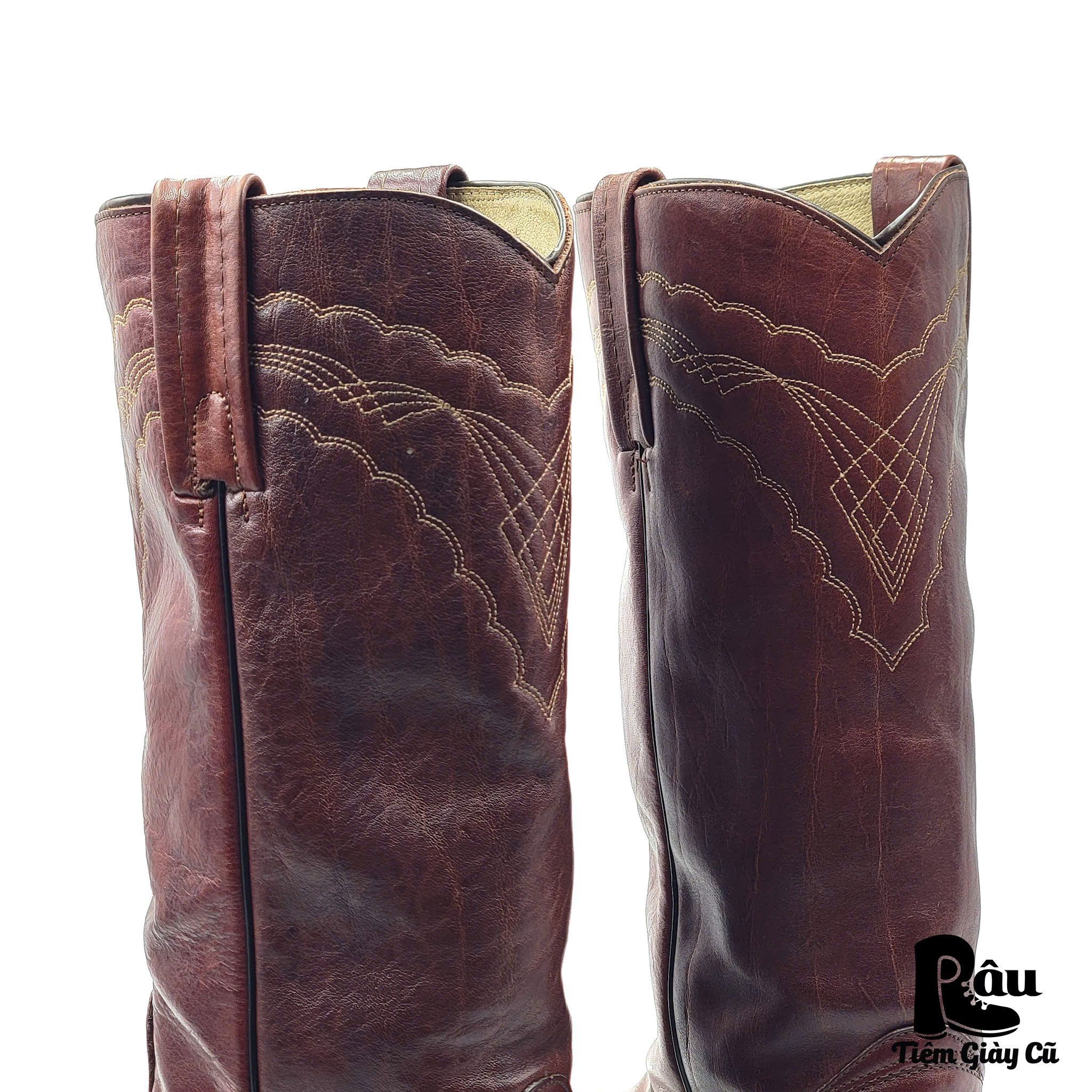  |SIZE 41| FRYE VINTAGE 3029 REDDISH BROWN EMBROIDERED COWBOY BOOT Z41-7136 