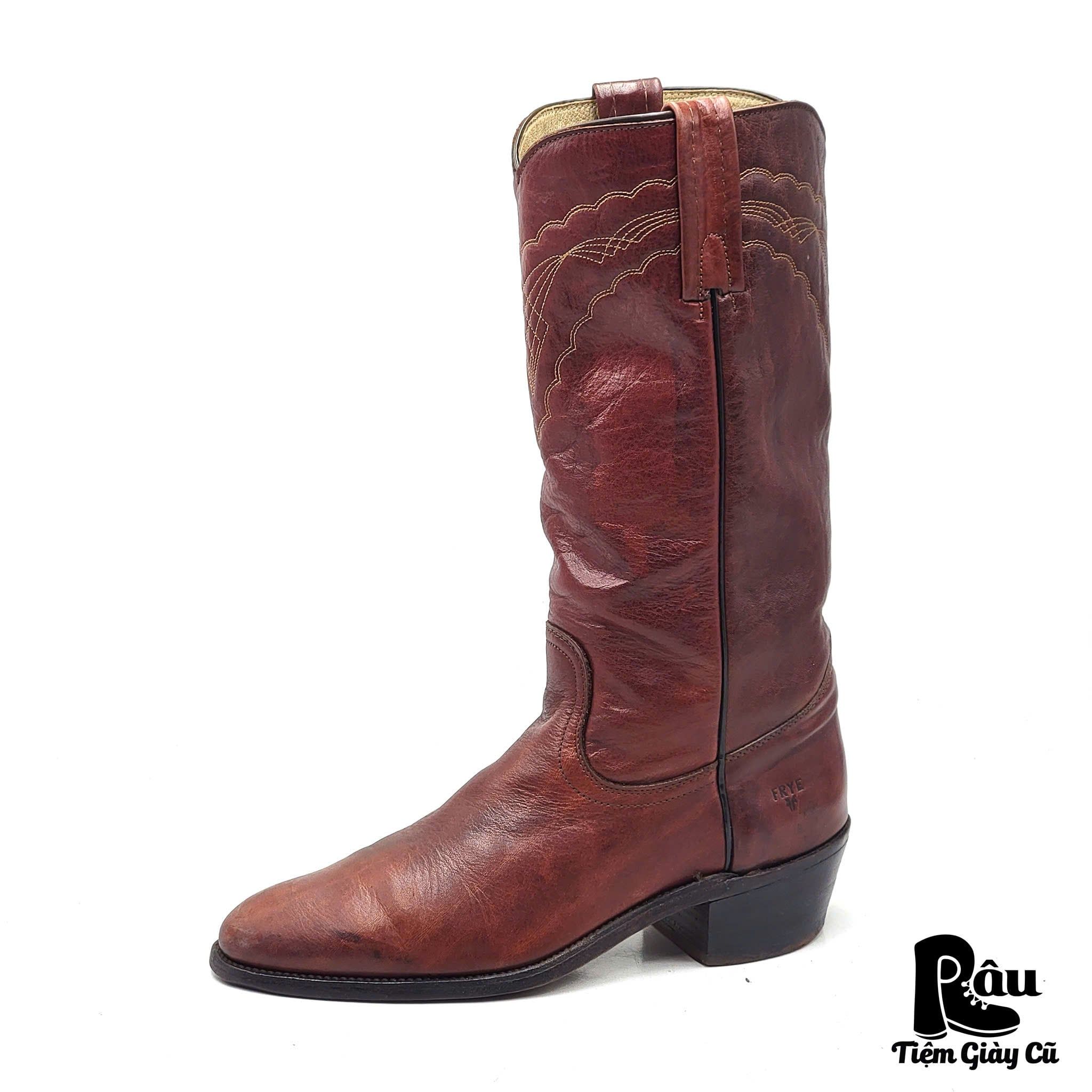  |SIZE 41| FRYE VINTAGE 3029 REDDISH BROWN EMBROIDERED COWBOY BOOT Z41-7136 