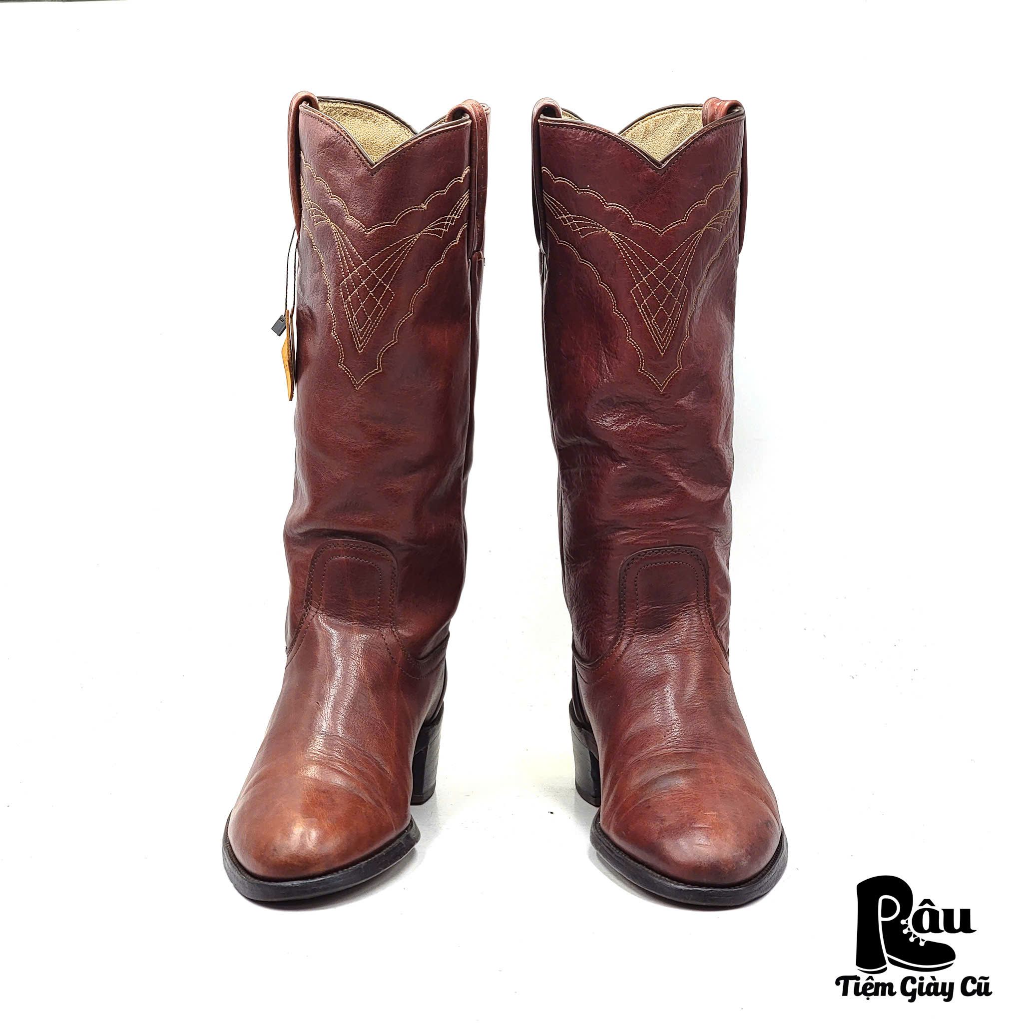  |SIZE 41| FRYE VINTAGE 3029 REDDISH BROWN EMBROIDERED COWBOY BOOT Z41-7136 